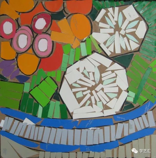 瓷砖拼贴马赛克效果图片大全,卡纸马赛克拼贴梵高向日葵画教程