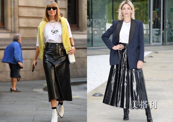 夏季新款漆皮时尚百搭,黑色漆皮短裙冬季穿搭