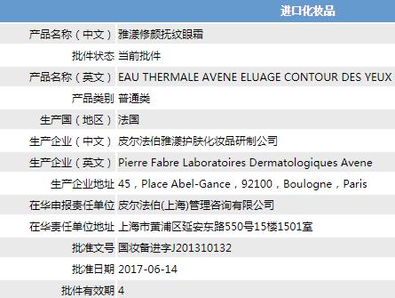雅漾修颜抚纹眼霜，配方成分解读，含视黄醇，抗皱抗衰老