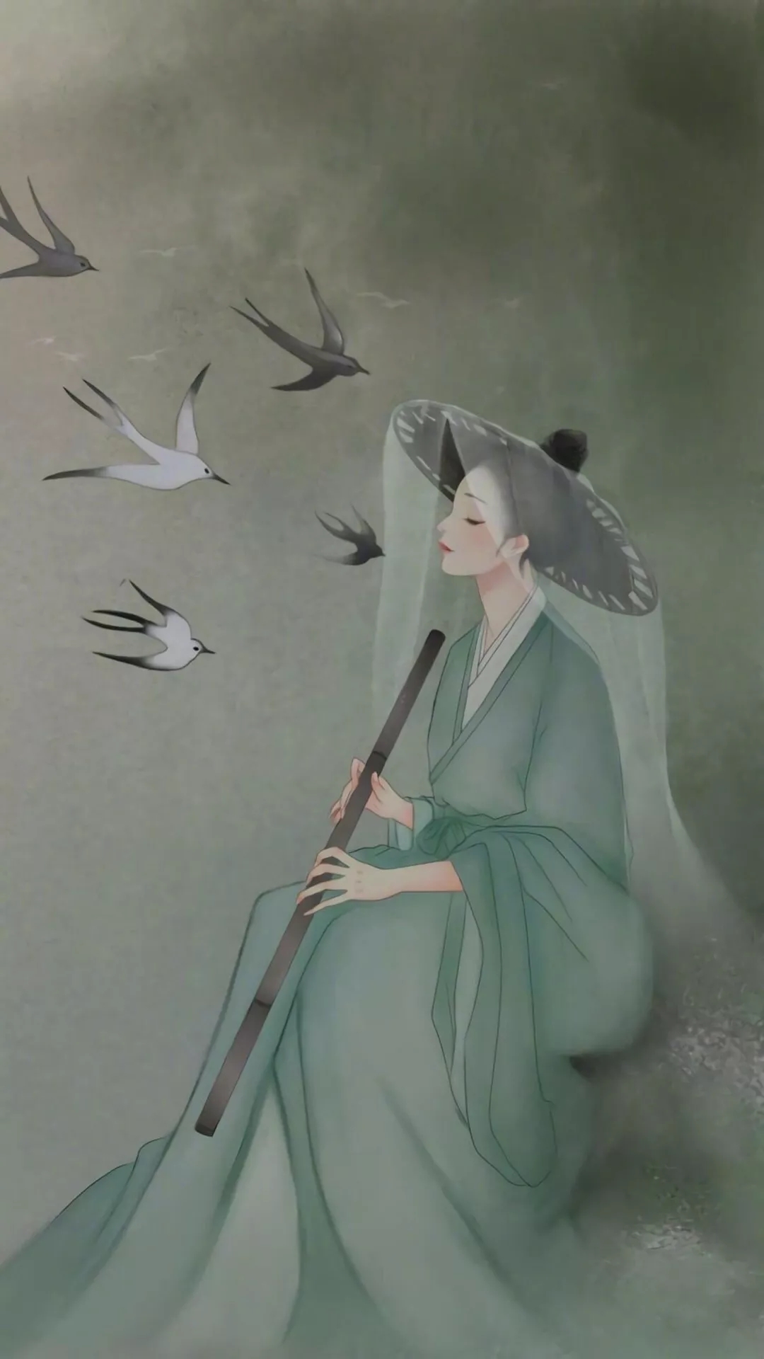 古代古风壁纸大全,二次元壁纸之绿衣佳人