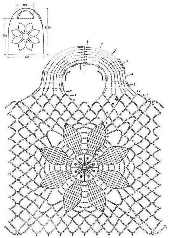 向日葵包包花片钩织图解,100种钩编包包全过程