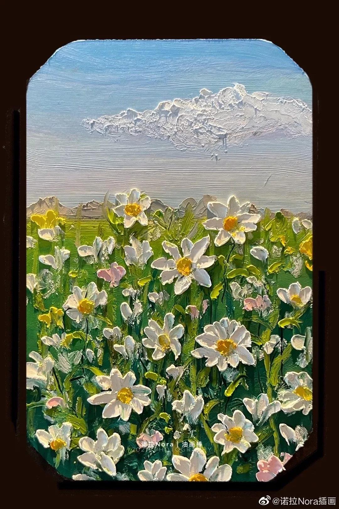 油画棒寓意美好的花朵作品教程,油画棒作品教程4k纸