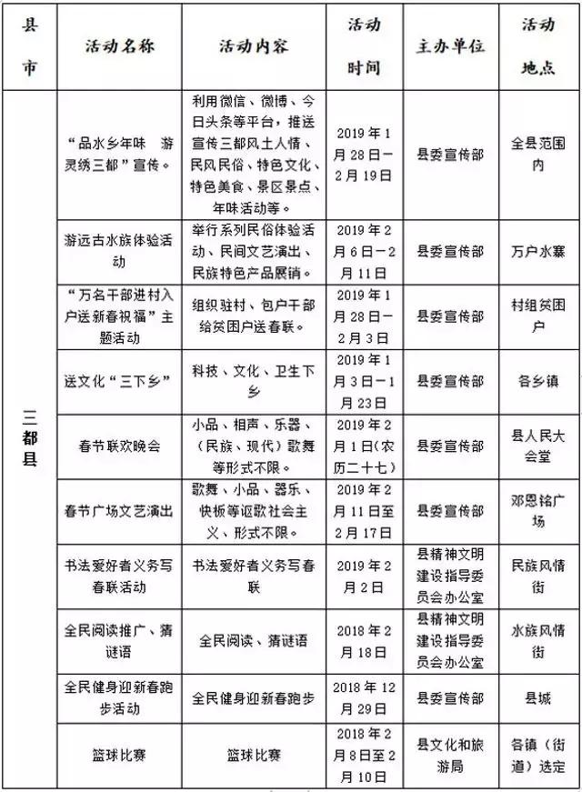 2019年黔南州节假日,黔南州节日活动时间表