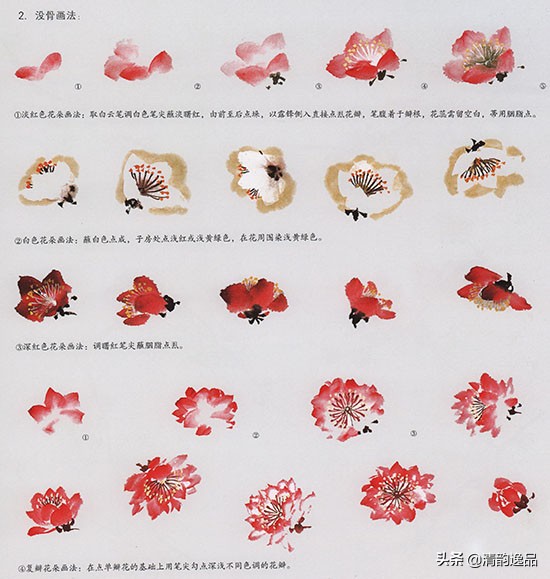 怎样画国画桃花的绘画技法,国画写意桃花技法视频