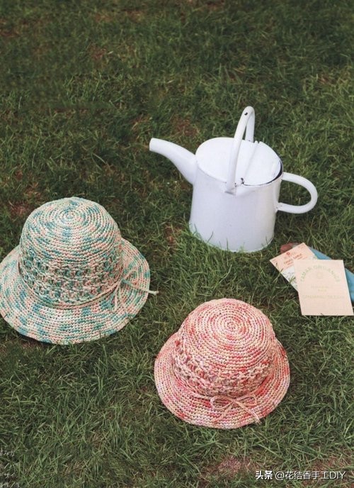 拉菲草帽纯手工编织遮阳帽子桶帽,diy有创意草帽简单又好看