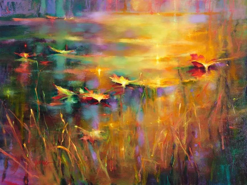 莫奈的睡莲紫色,莫奈睡莲和梵高睡莲