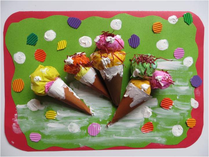 3-4岁创意美术冰淇淋,儿童美术创意画教案冰淇淋