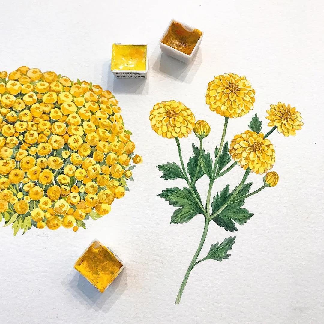 超美水彩画治愈,韩国女孩画画