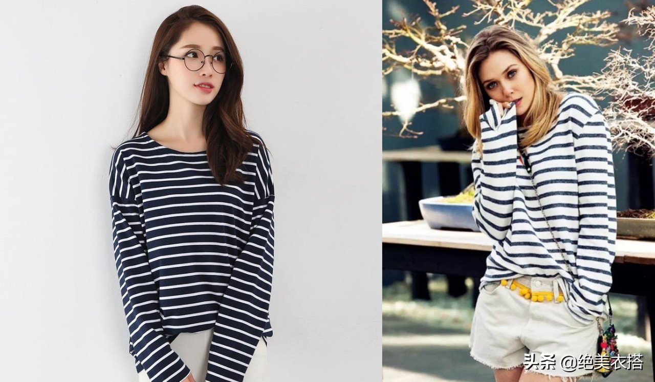 女性如何将条纹衫穿出时髦感,显瘦简约经典条纹衫的万能搭配法