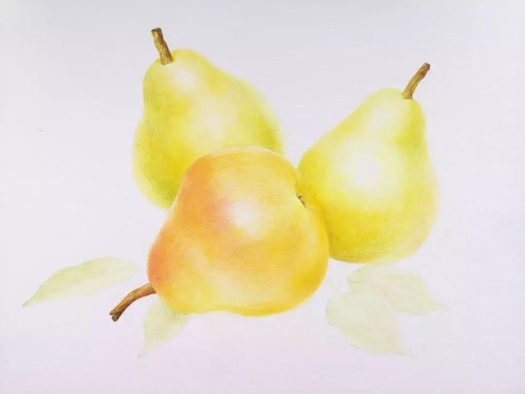 香梨彩铅画,彩铅肉肉的画法