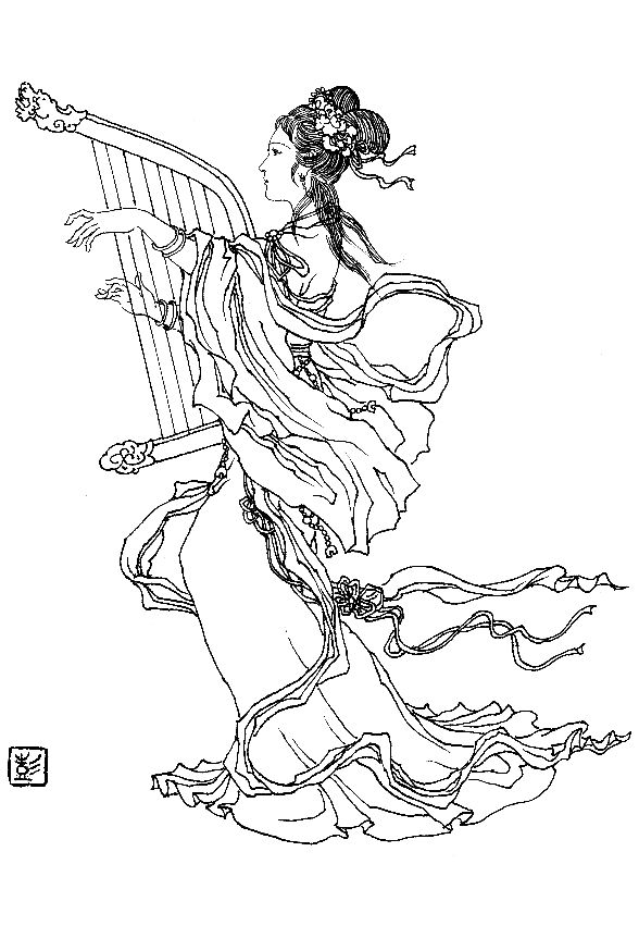 彭连熙工笔白描人物作品,工笔戏曲净角人物白描底稿