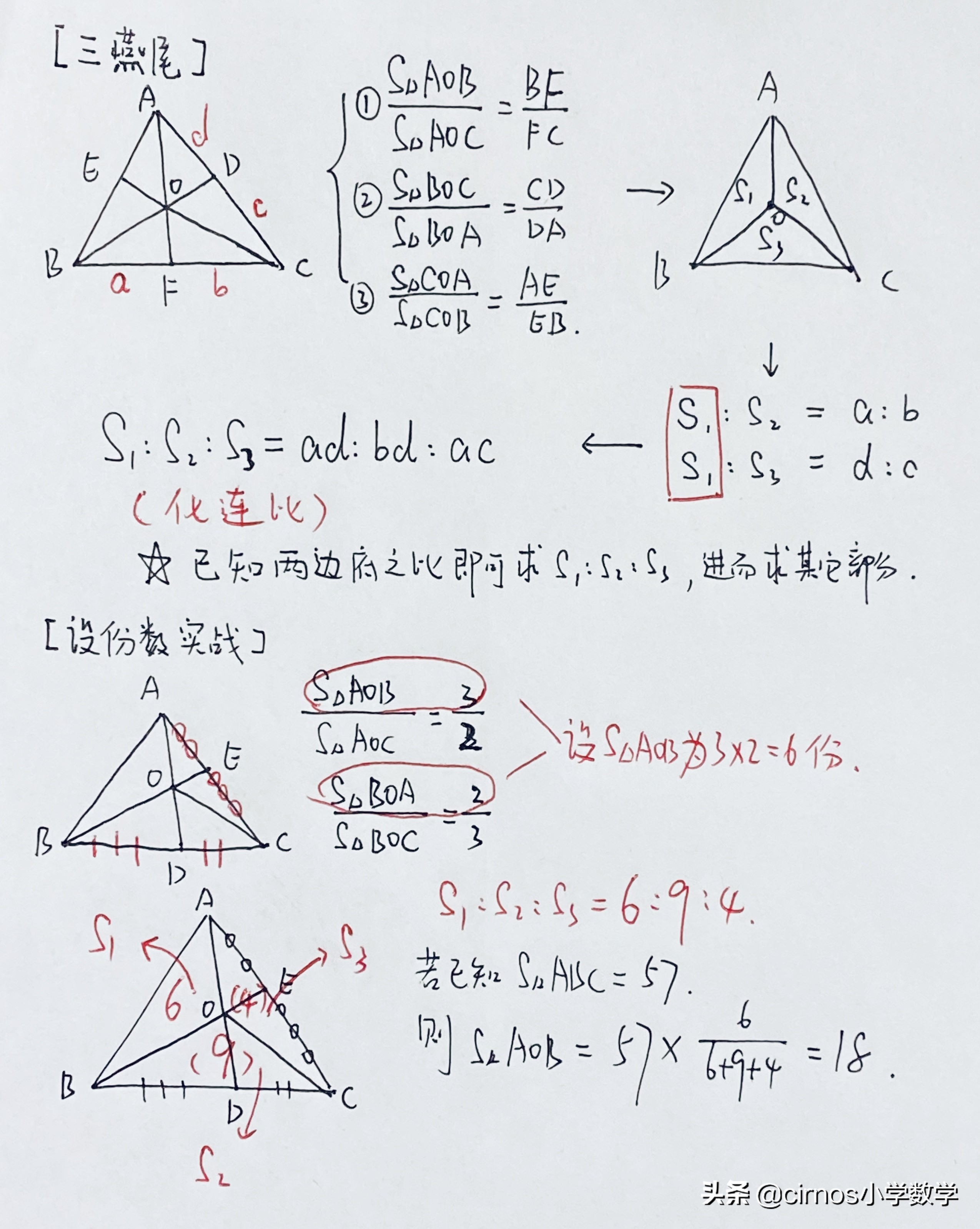 小学三角形面积推理过程,求三角形阴影面积小孩