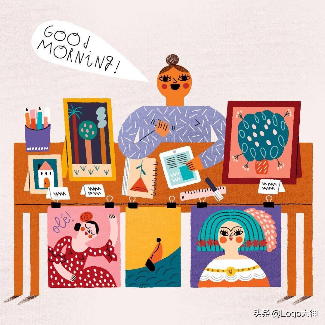 一组插画,一组手绘唯美插画