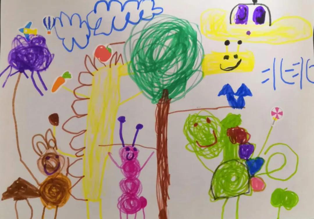 小朋友们的绘画作品开头,分享一组孩子们的绘画作品