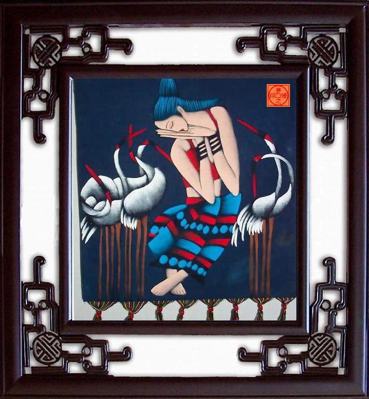 重彩蜡染画,收藏刺绣