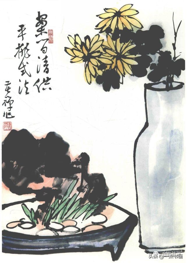 李苦禅画梅作品,李苦禅的菊花国画作品图片