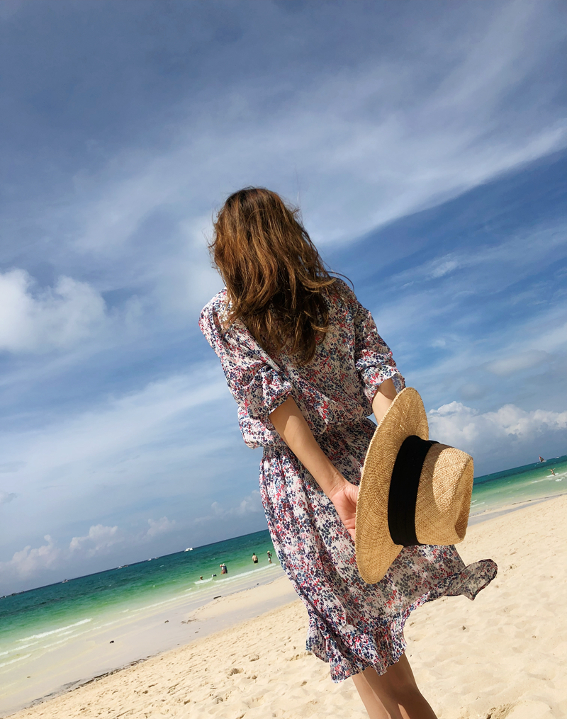 145-150矮个子微胖碎花连衣裙秋款,显瘦穿搭微胖女生碎花裙