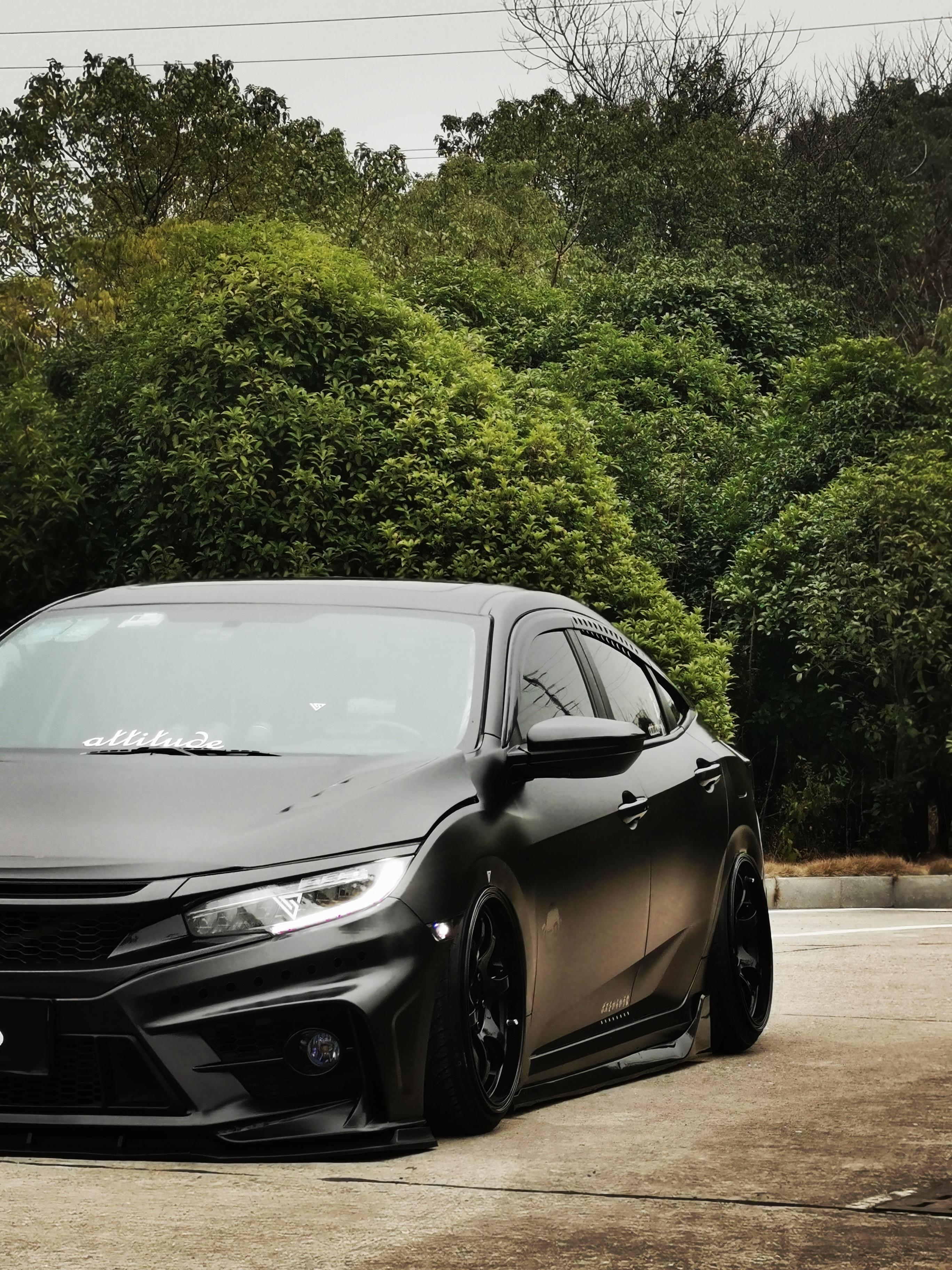 十代思域外观黑白改装方案,十代思域全黑改装