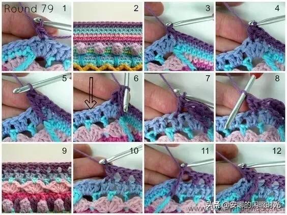 曼陀罗毯子编织教程,苏菲花园曼陀罗毯子钩法高清图解