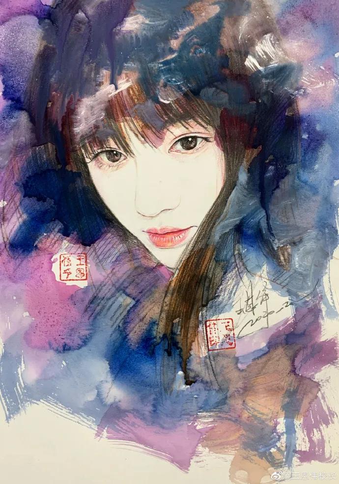 他画遍所有明星，画谁像谁，肖战、热巴、刘亦菲眼神看醉了