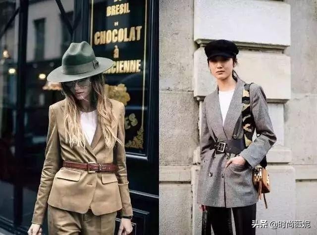 宽松外套搭配腰带,搭配一条腰带就变得时髦有型