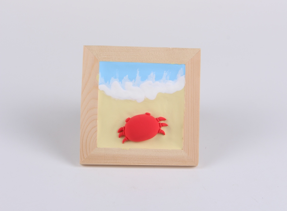 粘土手工螃蟹粘贴画,小螃蟹粘土画手工简单幼儿