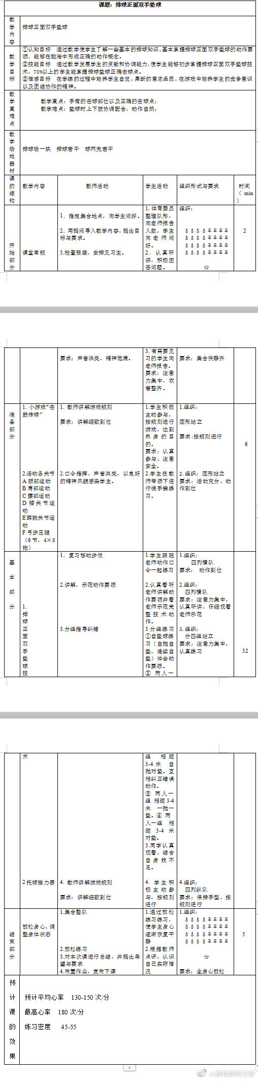 初中正面双手垫球教案,初中体育实心球优质课教学视频