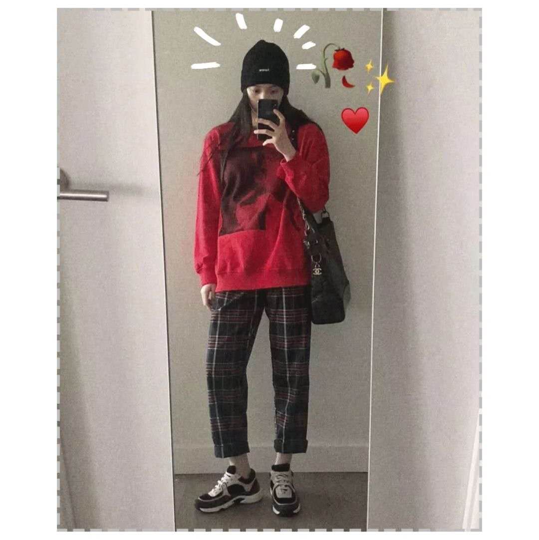 欧阳娜娜私服穿搭,欧阳娜娜格纹外套穿搭