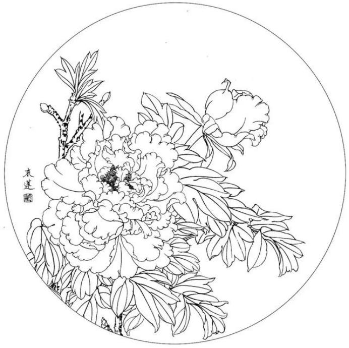 圆面白描作品古风,书法圆面白描作品集