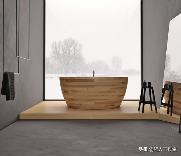 家庭安装木制浴缸效果图,现代浴缸卫生间装修风格