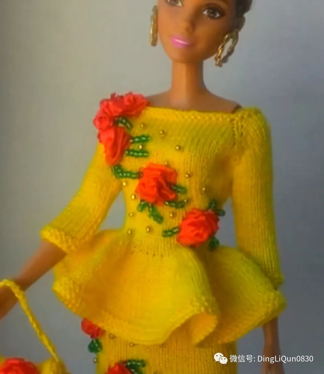 毛线编织芭比娃娃连衣裙图解,手工编织娃娃裙