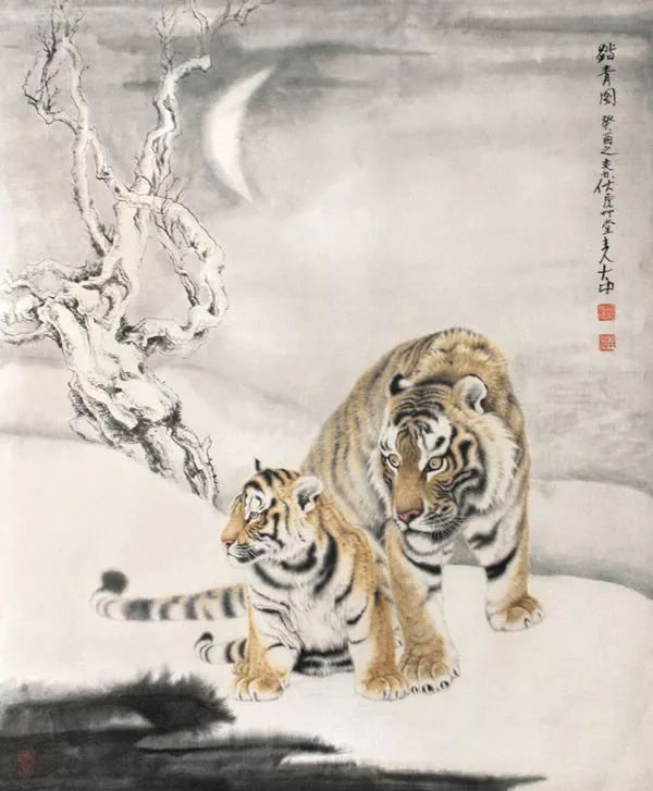 他笔下的虎充满了人的柔情与善意