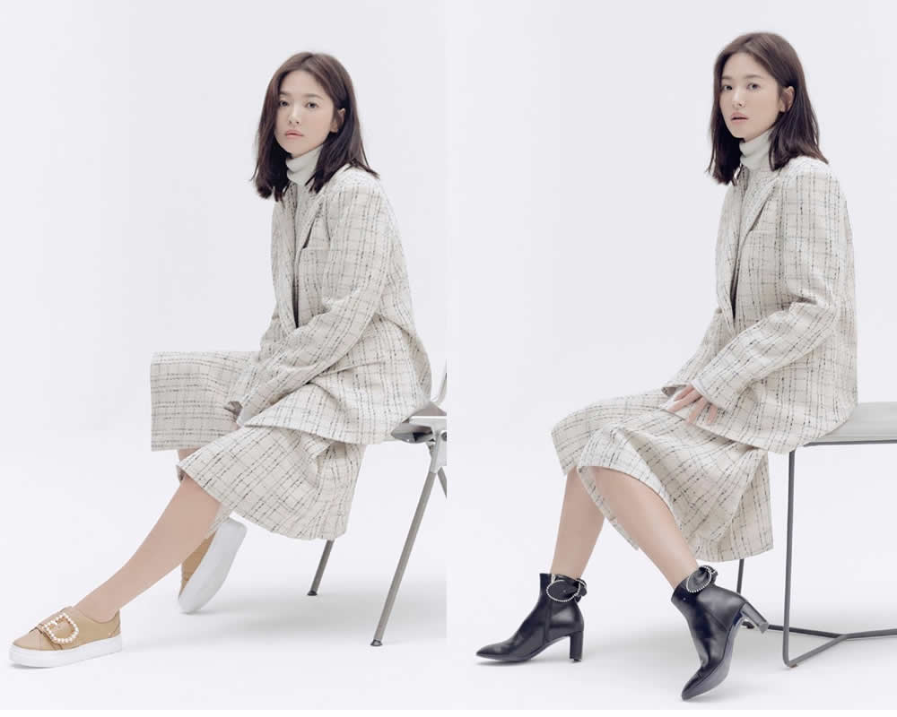 宋慧乔高领毛衣配大衣,宋慧乔千鸟格外套