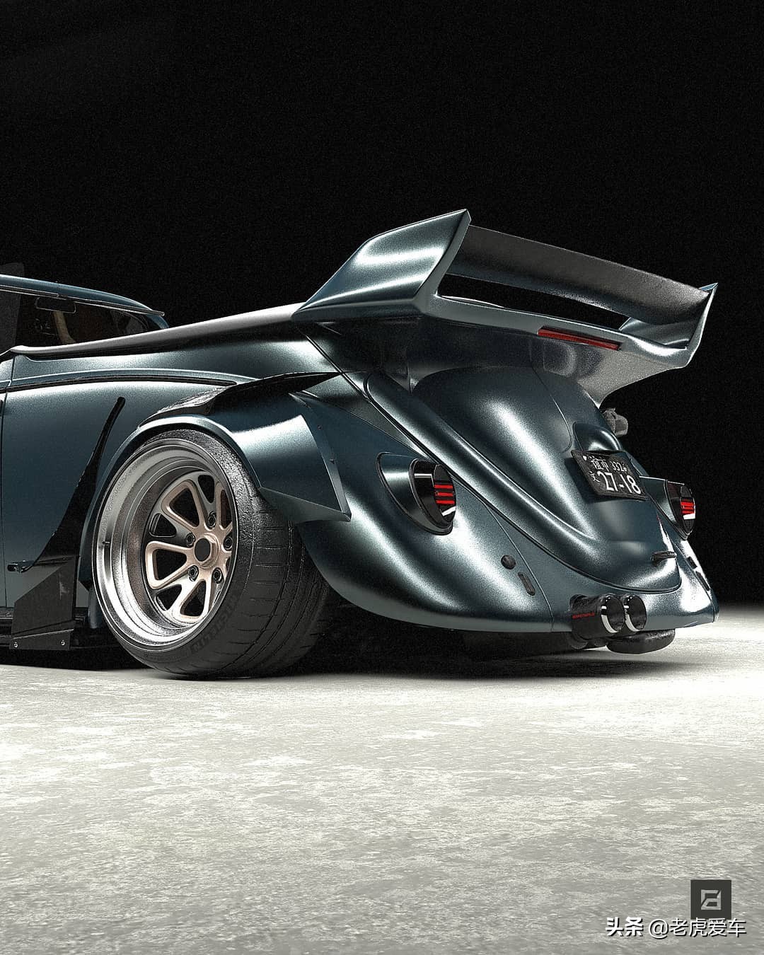 大众甲壳虫,RWB改装渲染,像极了保时捷911GT3