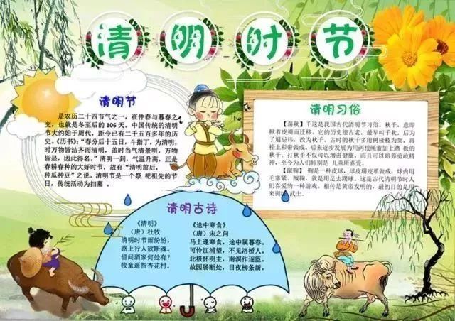 清明节诗词手抄报文字内容,关于清明节的古诗词大全四年级