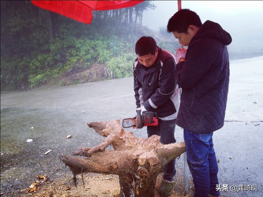 用根雕茶桌喝茶,根雕小茶桌泡茶