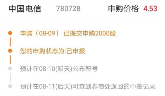 中国电信股票中签率,中国电信中签能翻几倍