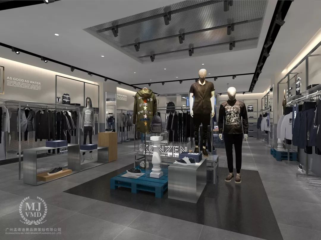 设计感男装店铺设计,konzen男装设计图