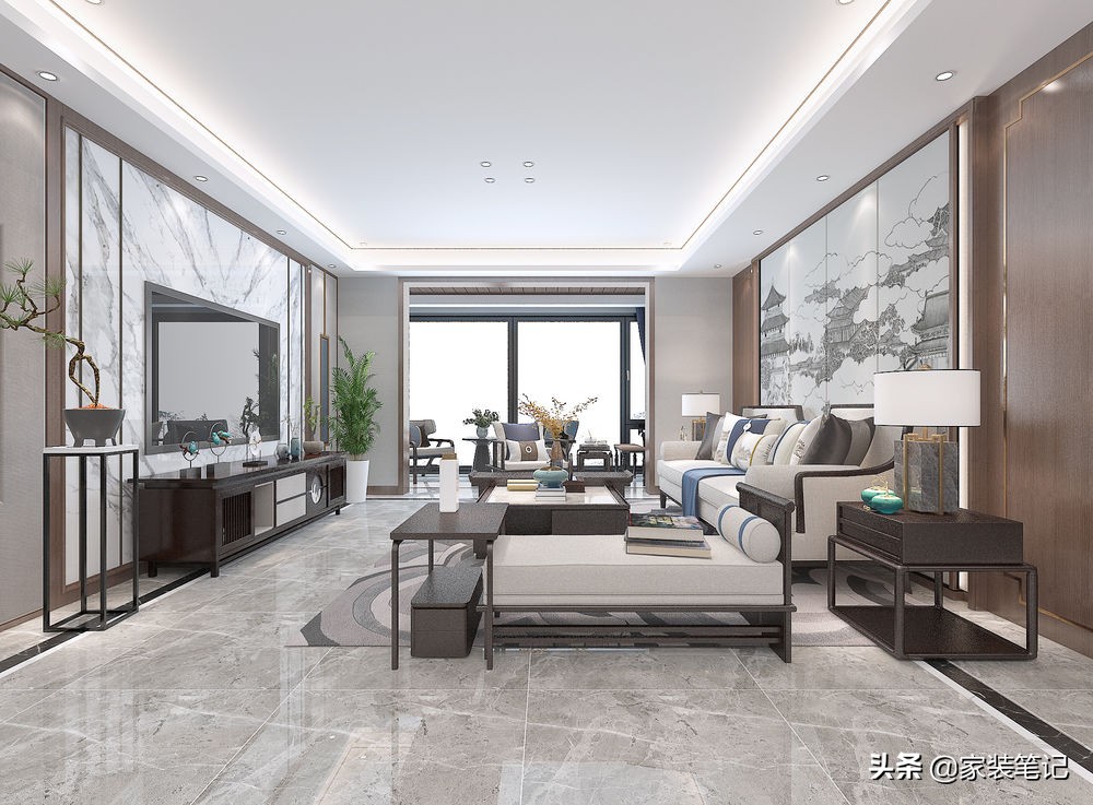 160平方新中式装修风格全屋效果图,160平复式两层装修效果图新中式