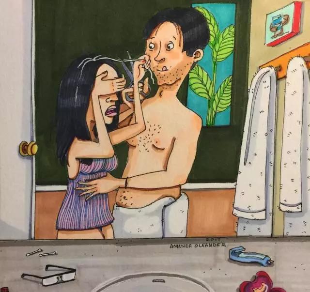 情侣两个人日常生活照片,情侣间的生活插画图片