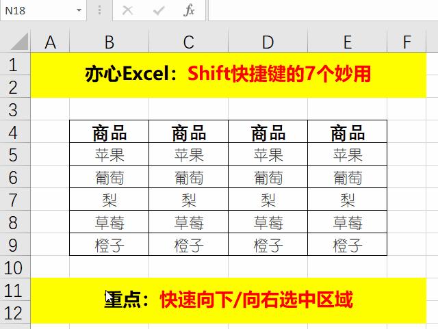 excel表格shift快捷键,excel中shift键的使用技巧
