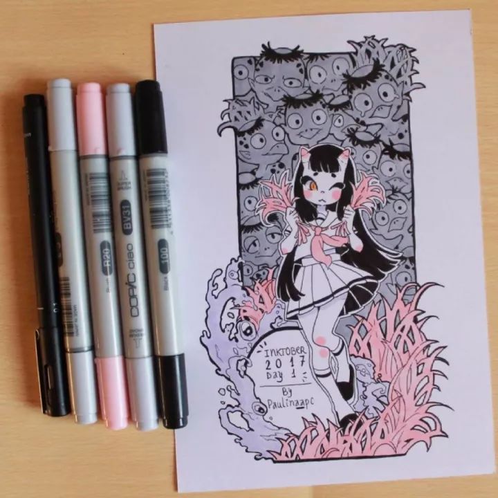 马克笔插画我是小妖怪,马克笔手绘插画清新