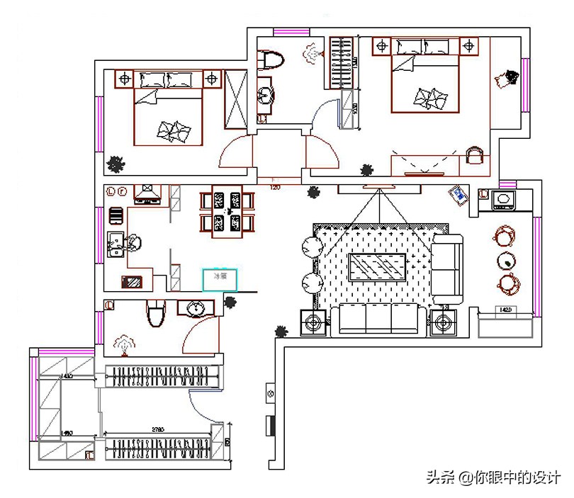 民安北郡装修风格,美式轻奢南北通透户型装修效果图