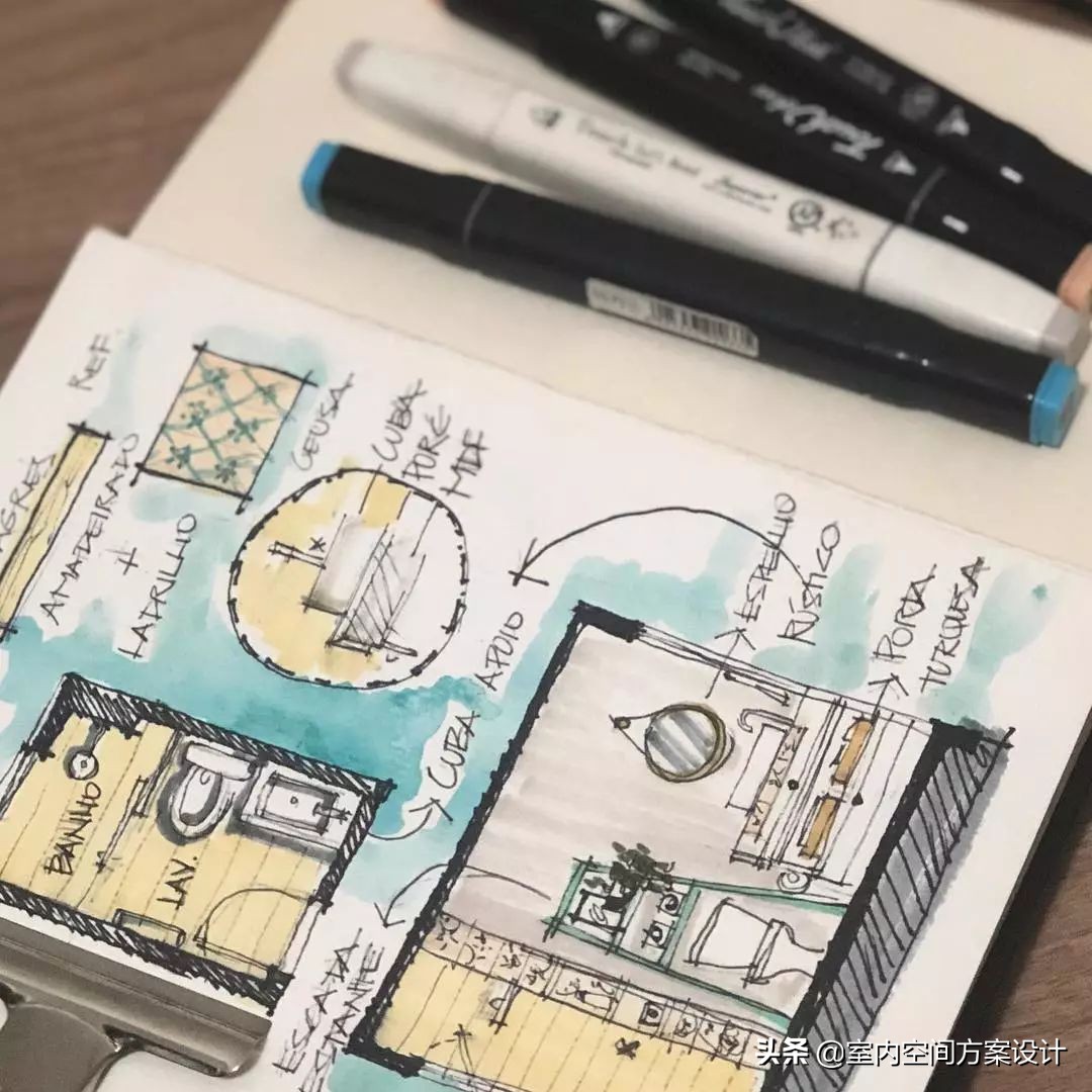 设计师如何快速手绘平面图,手绘平面设计方案手稿