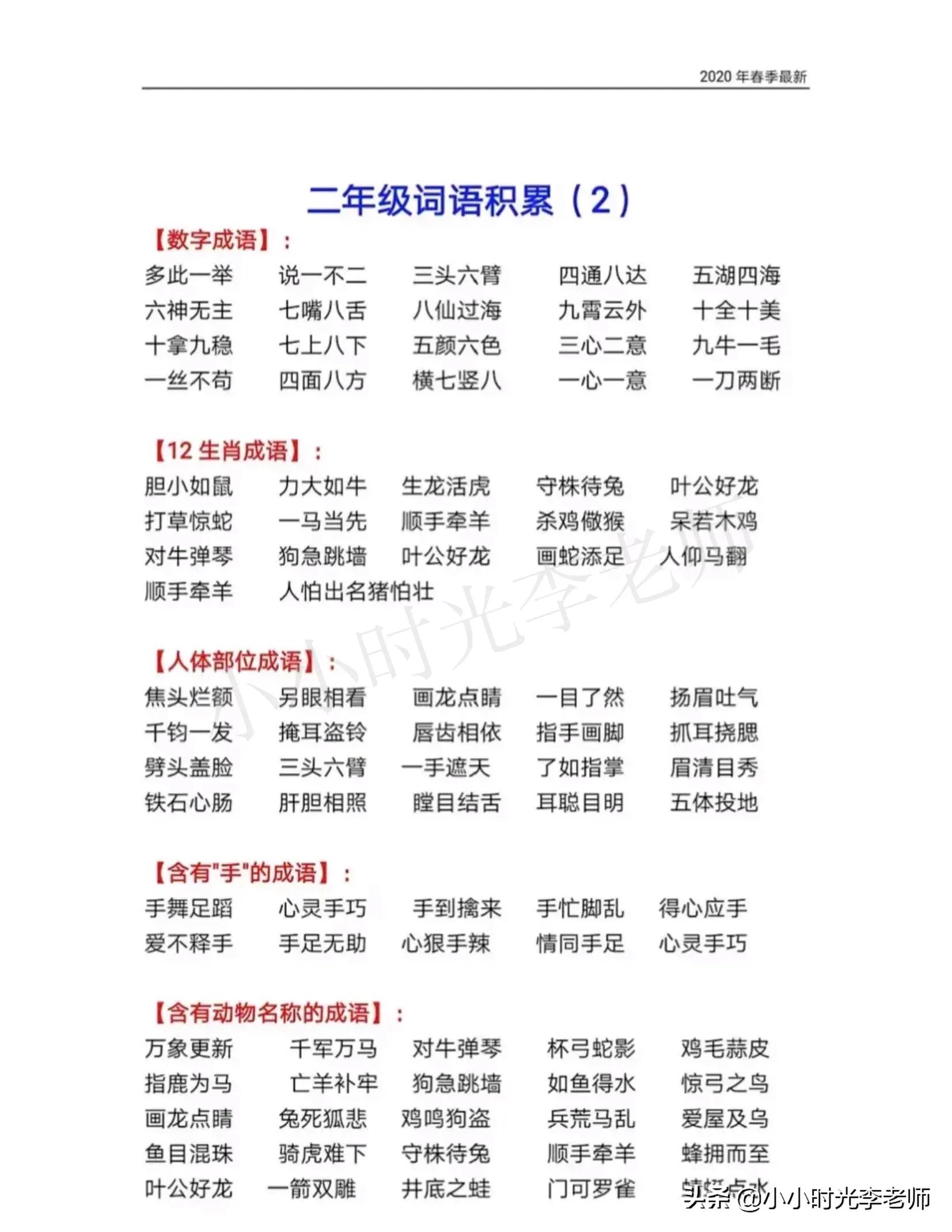 二年级下册语文必背课文知识归纳,二年级语文下册必背重点知识梳理