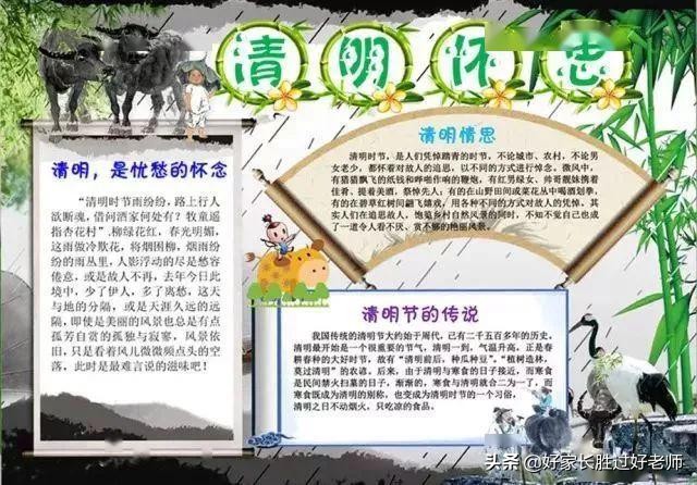 清明节的由来和习俗古诗手抄报,清明节文学常识手抄报内容