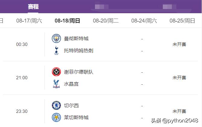 2019-2020赛季的英超开赛时间,2022至2023英超开赛时间及球队对阵