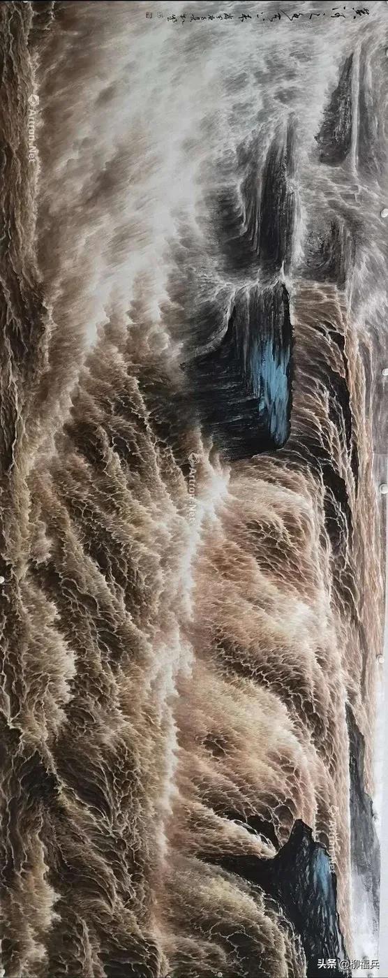 山水风景画黄河,山水画黄河惊涛骇浪