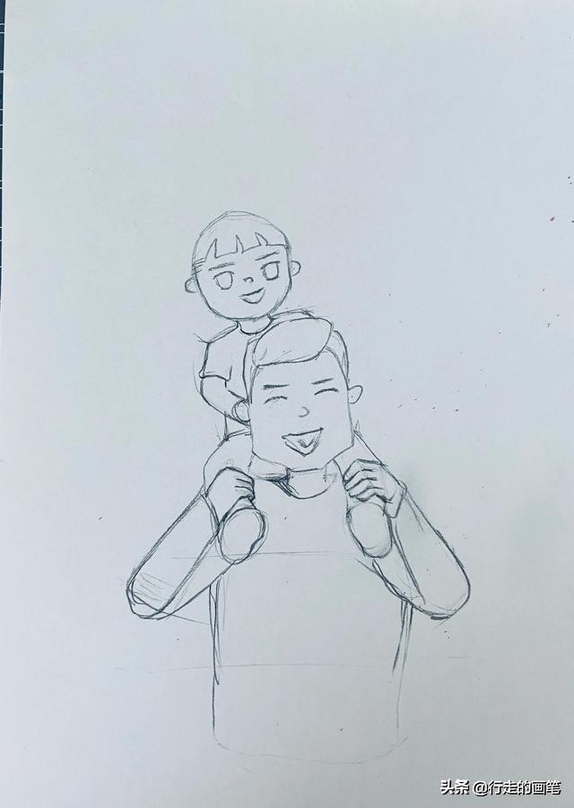 父亲节画爸爸和男孩儿童画,父亲节绘画我的爸爸活动目标