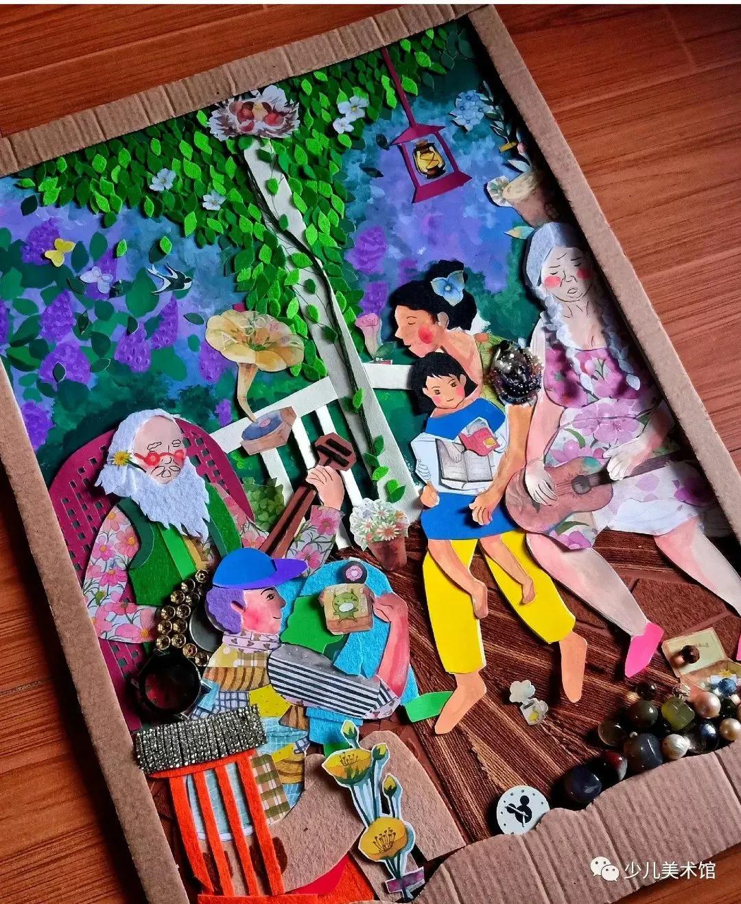 拼贴画创意作品手工小学,拼贴画创意美术教程